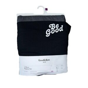 Goodfellow & Co 2 Piece Pajama Set Be Good Mens XXL Black Shirt Gray Pants